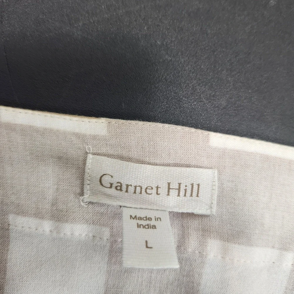 Garnet Hill Tan White Striped Checkered‎ Swim Cover Up Midi Dress Womens Large
